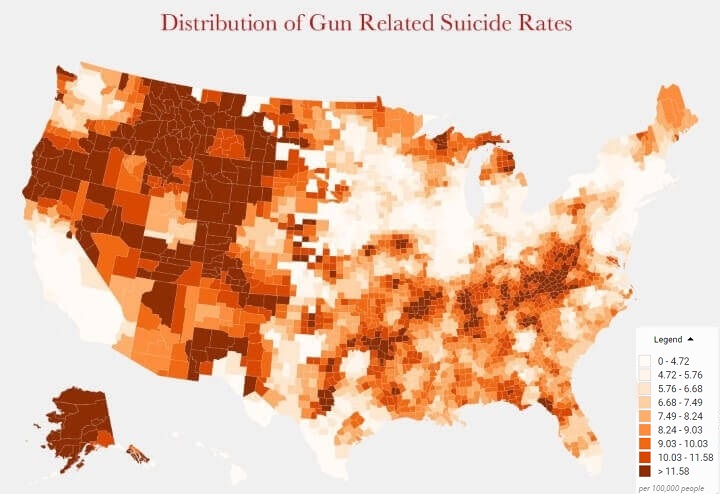 Dystrybucja samobójstw z broni